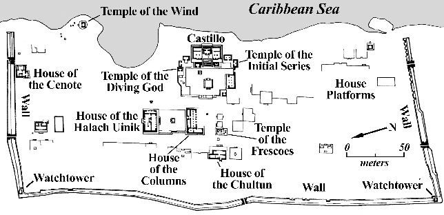 Ruinen von Tulum Karte